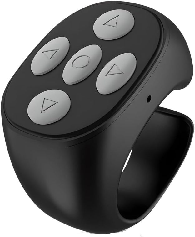 Fingertip Wireless Bluetooth Remote Control, Scrolling Ring Page Turner for Phone, Camera Shutter Scroller Remote for Short Video Music (Pink)