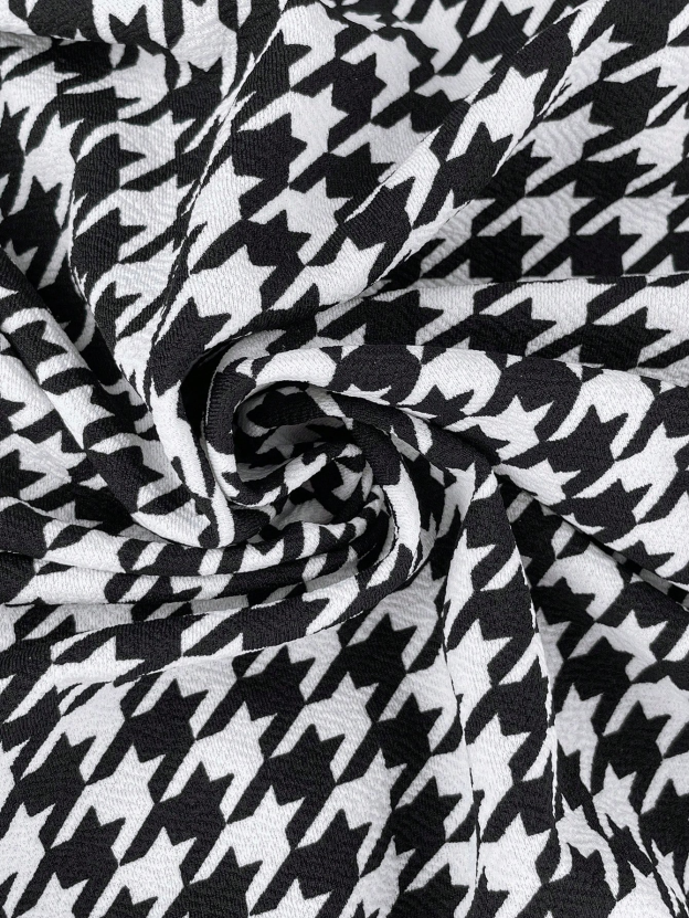 Women’s Casual Houndstooth Jacket – Breathable Zipper Stand Collar Streetwear