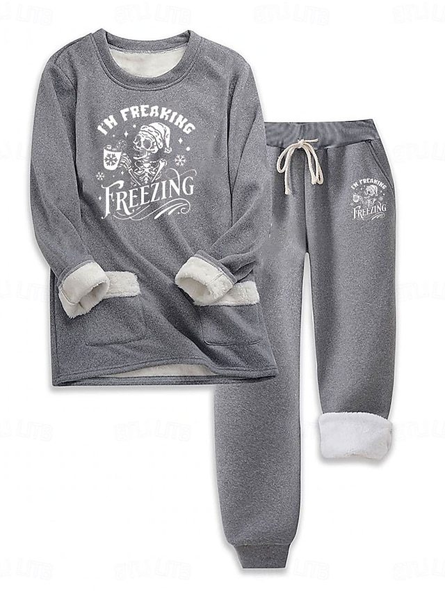 More about this item  Highlights - Stay warm and cozy with fleece lining - Trendy letter pattern adds a fashionable touch - Classic crew neck design for a versatile look  Selling Points 1.Neckline: Crew Neck 2.Pattern: Letter 3.Details: Fleece lined  Spec