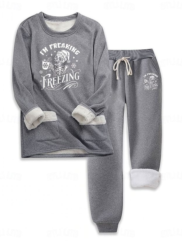 More about this item  Highlights - Stay warm and cozy with fleece lining - Trendy letter pattern adds a fashionable touch - Classic crew neck design for a versatile look  Selling Points 1.Neckline: Crew Neck 2.Pattern: Letter 3.Details: Fleece lined  Spec