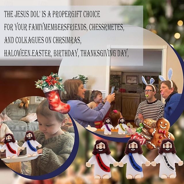 Little Jesus Figures Original Design Jesus Love You Mini Rubber Toys to Hide and Seek Christmas Religious Party Favors Sunday School Baptism Gifts