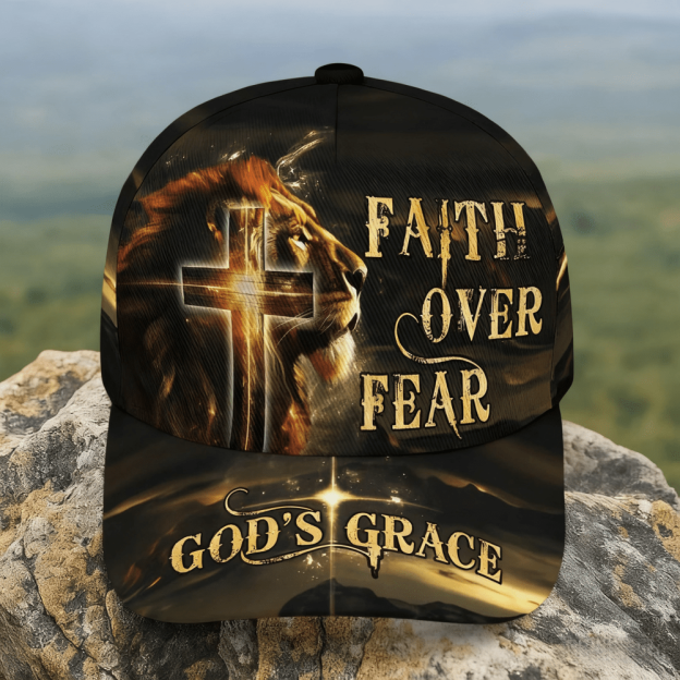 Faith Over Fear Hat, Christian Hat, Jesus Hat, Religious Cap, Personalized Christian Jesus Hat, Cross Hat For Men, Religious Gifts