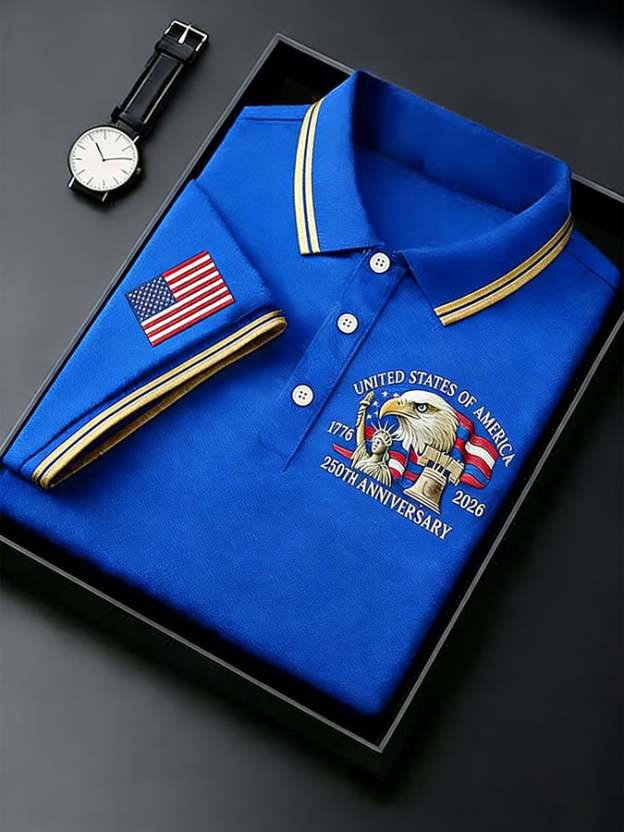 Men's Retro 250th Anniversary of the United States Independence Day Cross Print Polo Shirt