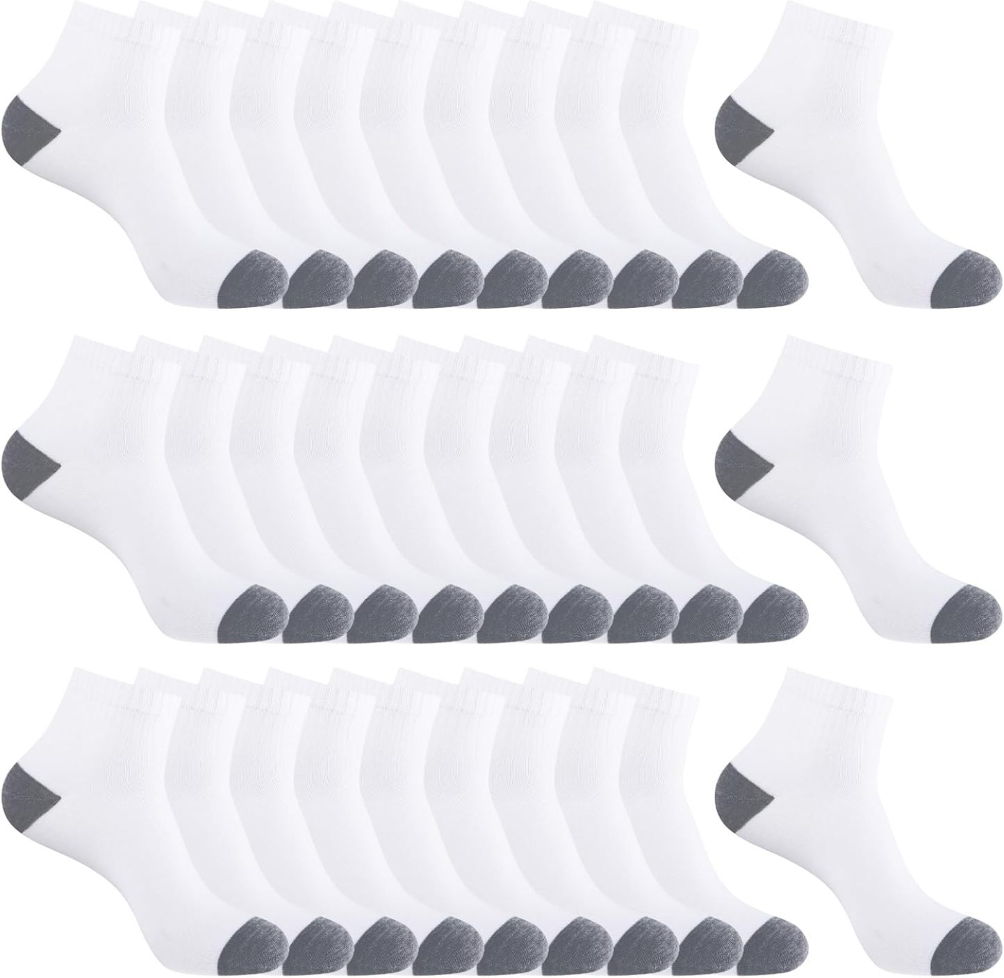 30 Pairs Ankle Socks For Men/Women - Breathable Mens Socks Size 10-13 