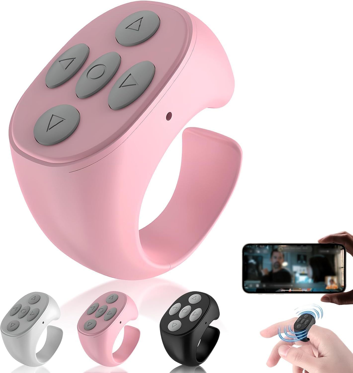 Fingertip Wireless Bluetooth Remote Control, Scrolling Ring Page Turne