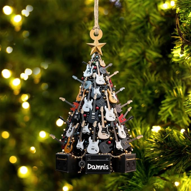 Rockin' Around The Guitar Christmas Tree Ornament