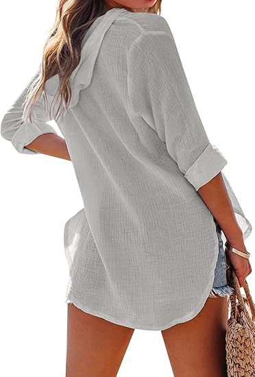 👗Women's Beach Cover Up hoodies sweatshirt Long Sleeve V Neck Pocketed Hooded Shirt Top