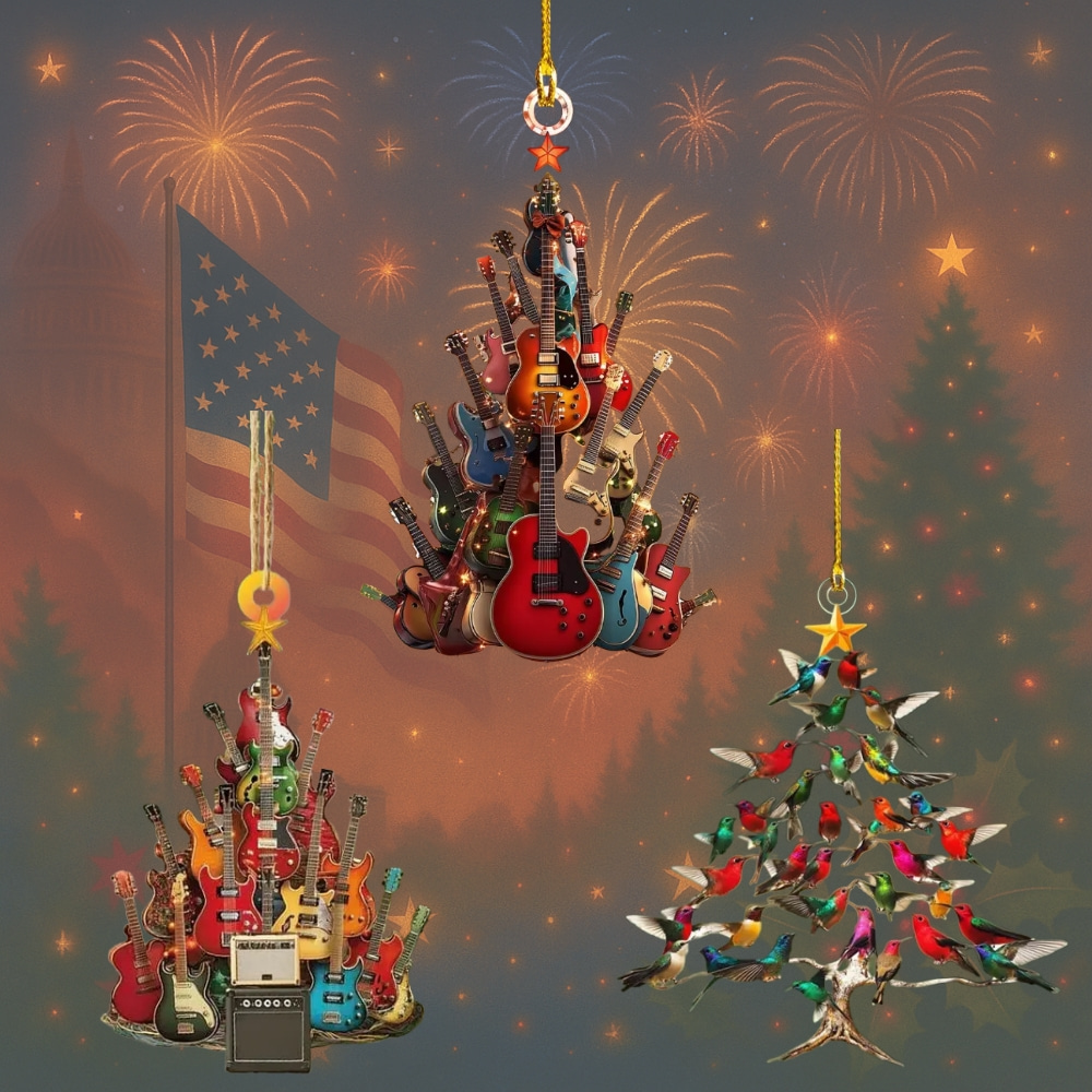 Rockin' Around The Guitar Christmas Tree Ornament