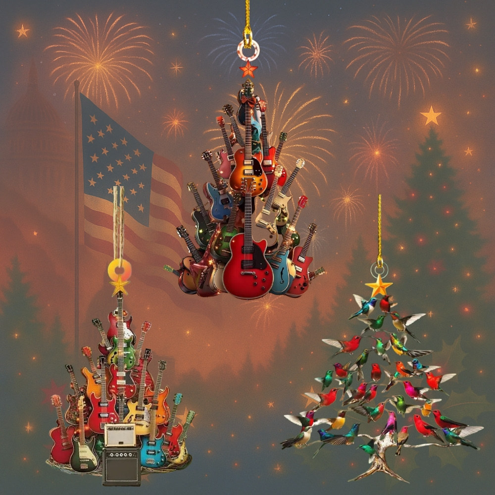 Rockin' Around The Guitar Christmas Tree Ornament