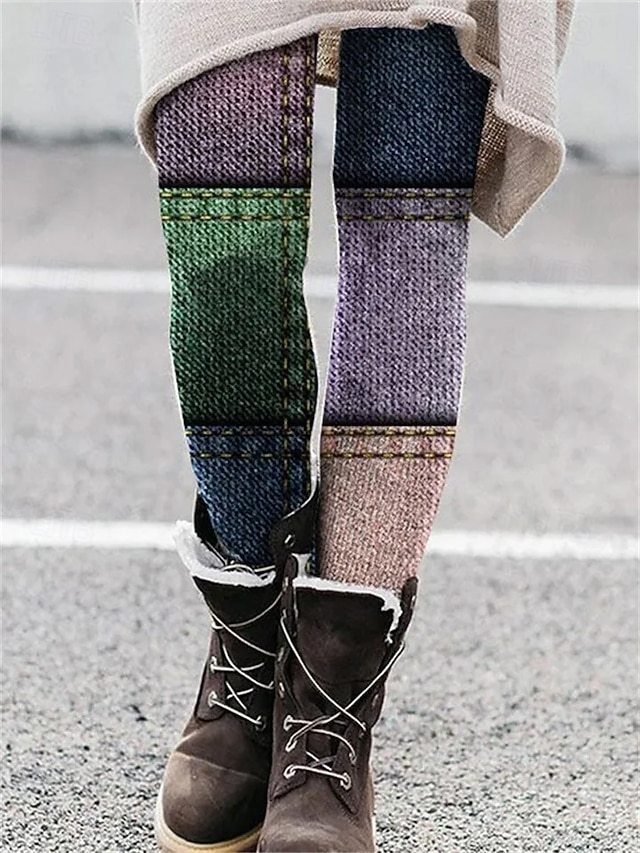 Women's Pants Trousers Leggings Streetwear Casual Full Length High Waist Striped Elastic Waist Print Breathability Comfortable Stretchy Vacation Street Daily Wear