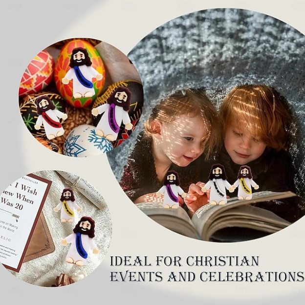 Little Jesus Figures Original Design Jesus Love You Mini Rubber Toys to Hide and Seek Christmas Religious Party Favors Sunday School Baptism Gifts