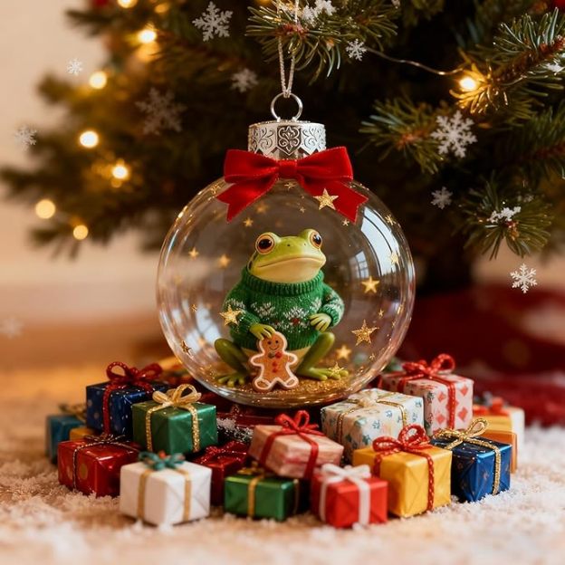 Froggy Holiday Magic Christmas Ornament