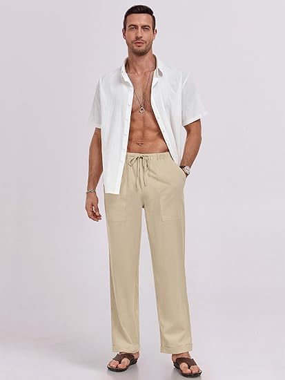 Men's Loose Casual Cotton and Linen Trousers