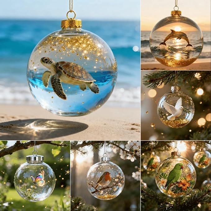🐢2026 Marine & Forest Life Glass Decoration Collection Crystal Glass Ornament for Xmas Tree Memorial Gifts - Limited Edition 