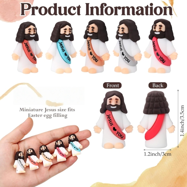 Little Jesus Figures Original Design Jesus Love You Mini Rubber Toys to Hide and Seek Christmas Religious Party Favors Sunday School Baptism Gifts