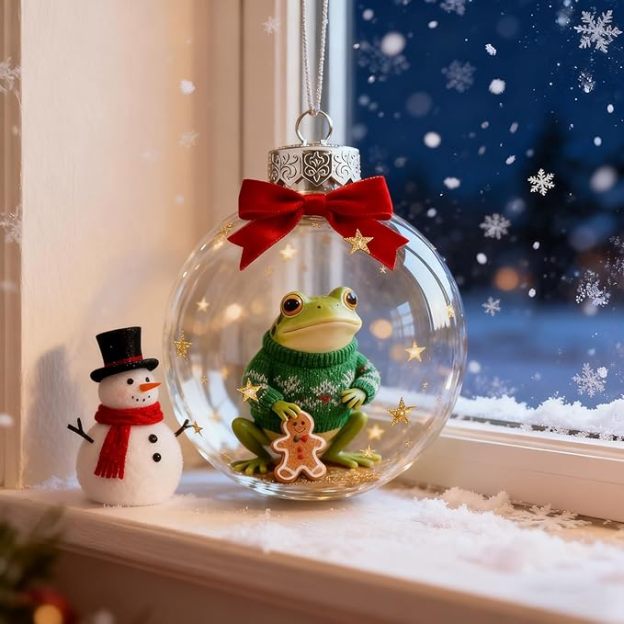 Froggy Holiday Magic Christmas Ornament
