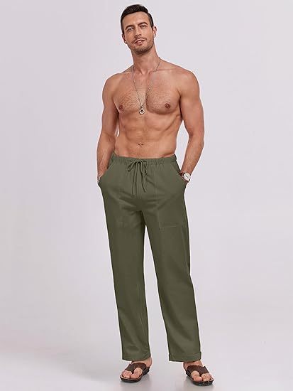 Men's Loose Casual Cotton and Linen Trousers