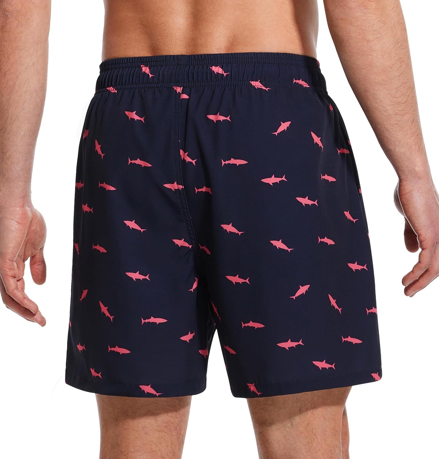 Mens Swim Trunks with Compression Liner Quick Dry Bathing Suit with Zipper Pockets Lightweight Beach Shorts