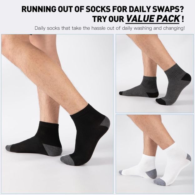 30 Pairs Ankle Socks For Men/Women - Breathable Mens Socks Size 10-13 Mini Crew Quarter Sock Value Pack in Bulk