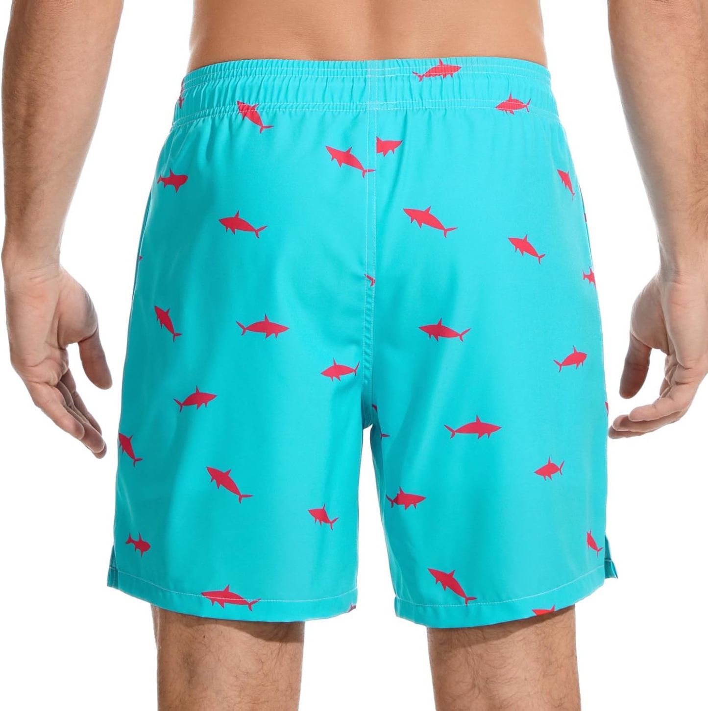 Mens Swim Trunks with Compression Liner Quick Dry Bathing Suit with Zipper Pockets Lightweight Beach Shorts