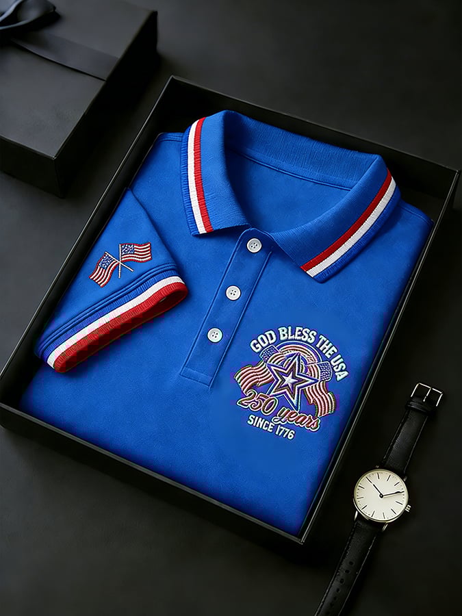 Men's America 250th Anniversary Faith One Nation Under God  Polo Shirt