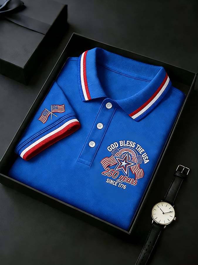 Men's America 250th Anniversary Faith One Nation Under God  Polo Shirt