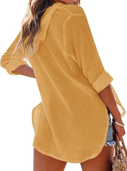 👗Women's Beach Cover Up hoodies sweatshirt Long Sleeve V Neck Pocketed Hooded Shirt Top