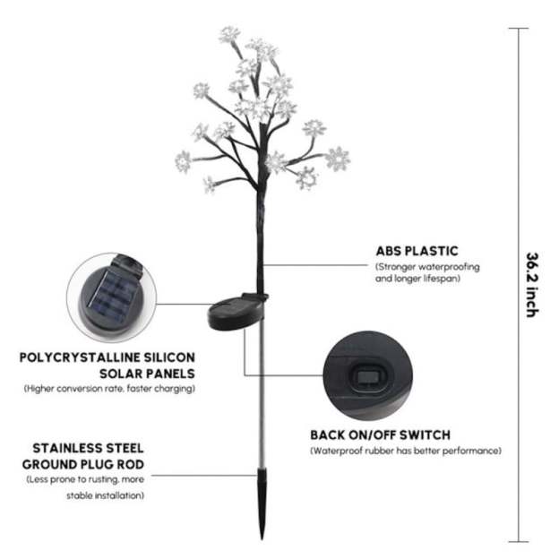 Outdoor Waterproof Cherry Blossom  Multicolor Solar Garden Lights