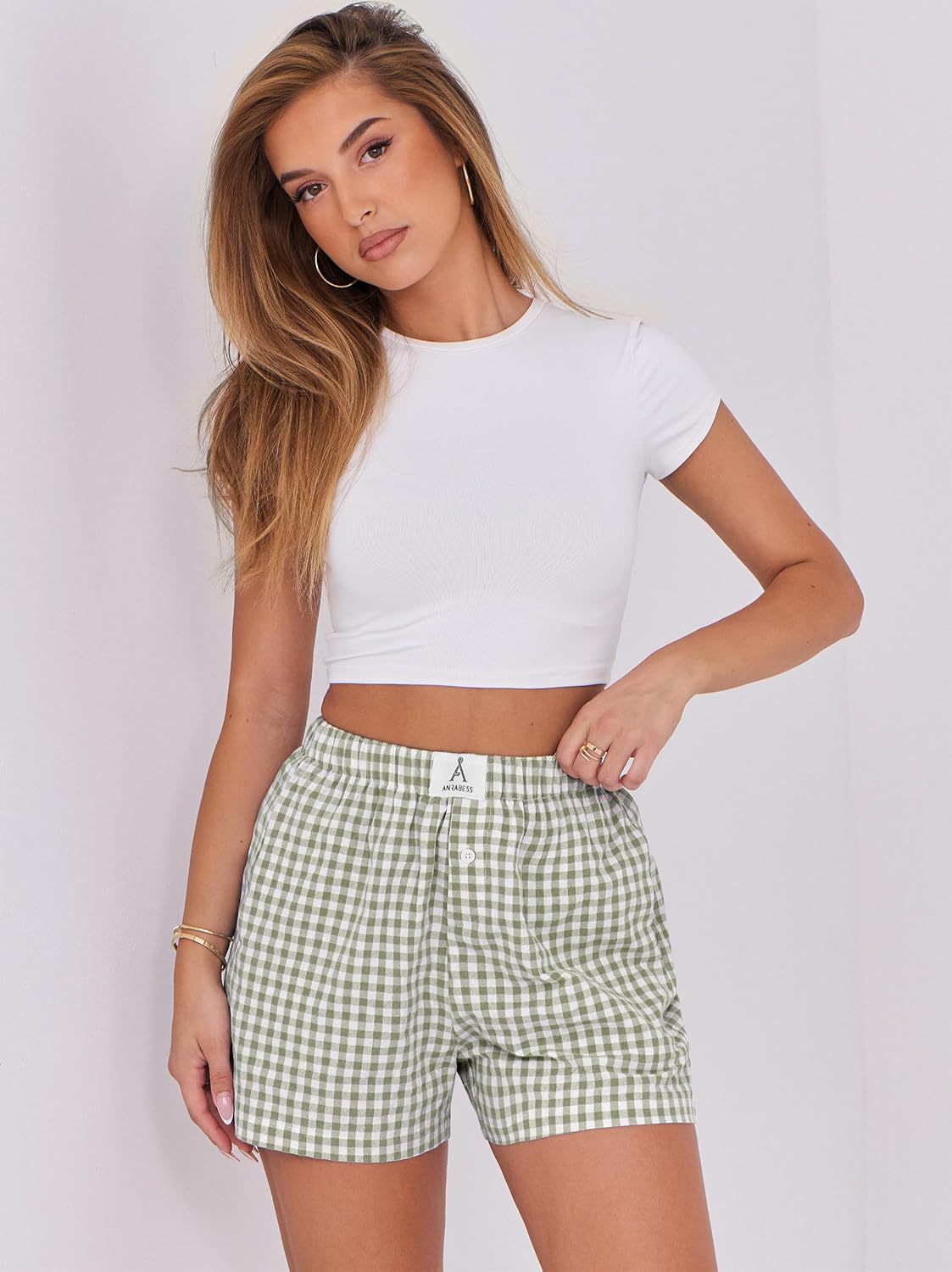 Boxer Shorts for Women Gingham Pajama 2025 Summer Casual Lounge Sleep Plaid Shorts Y2K Beach Bottoms