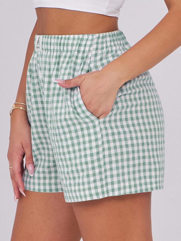 Boxer Shorts for Women Gingham Pajama 2025 Summer Casual Lounge Sleep Plaid Shorts Y2K Beach Bottoms