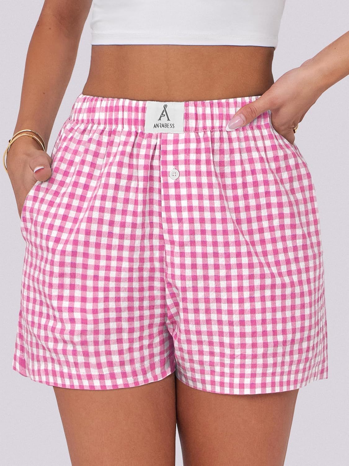 Boxer Shorts for Women Gingham Pajama 2025 Summer Casual Lounge Sleep Plaid Shorts Y2K Beach Bottoms