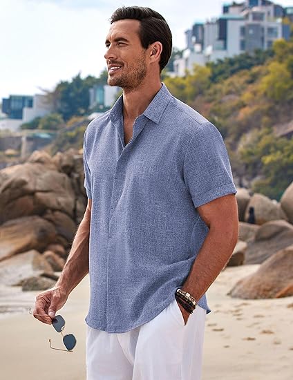 Men's Linen Shirts Short Sleeve