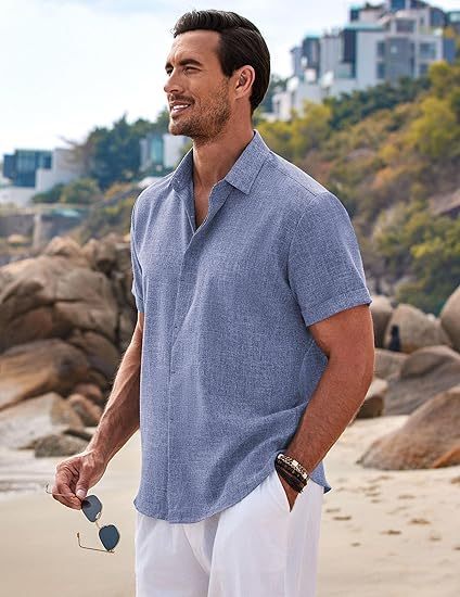 Men's Linen Shirts Short Sleeve