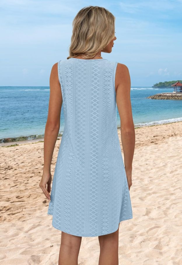 Women’s Flowy Sundress – Sleeveless V-Neck Beach Cover Up
