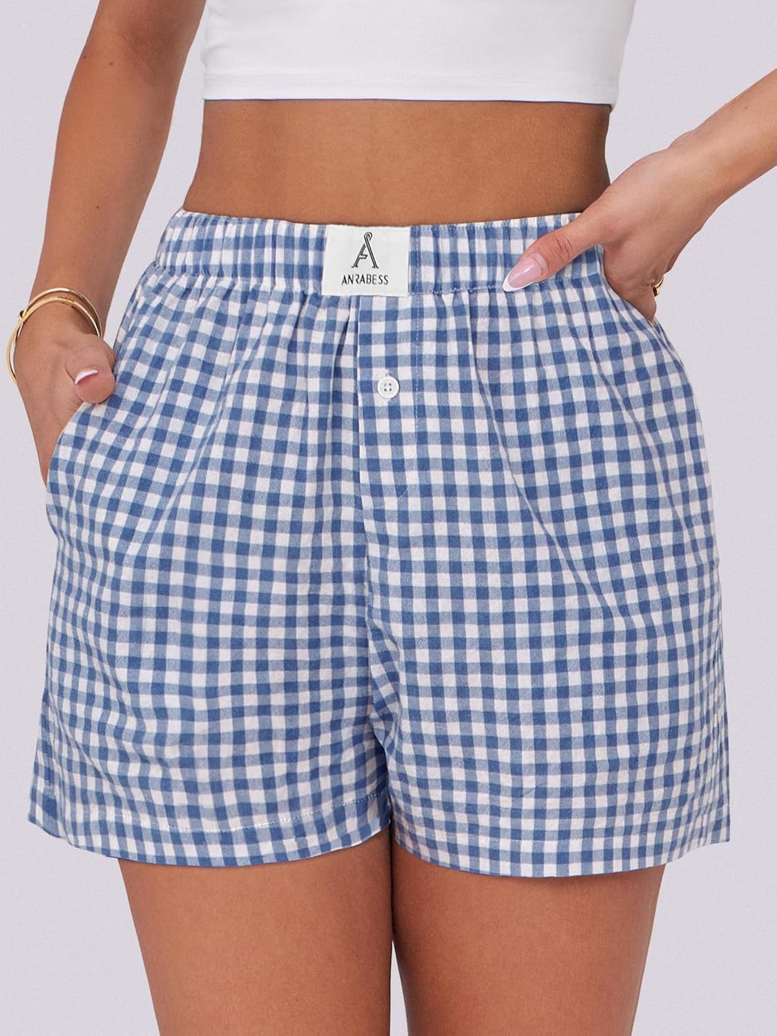 Boxer Shorts for Women Gingham Pajama 2025 Summer Casual Lounge Sleep Plaid Shorts Y2K Beach Bottoms