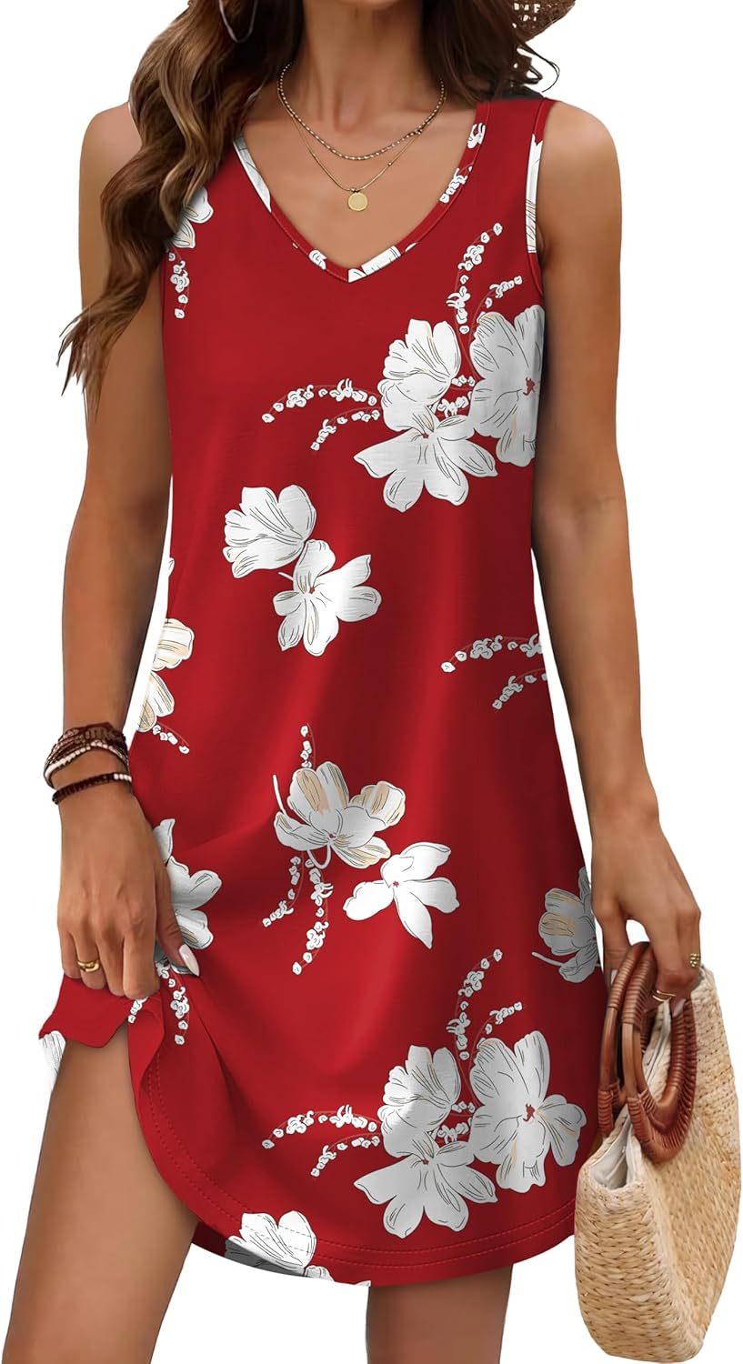 Women’s Flowy Sundress – Sleeveless V-Neck Beach Cover Up