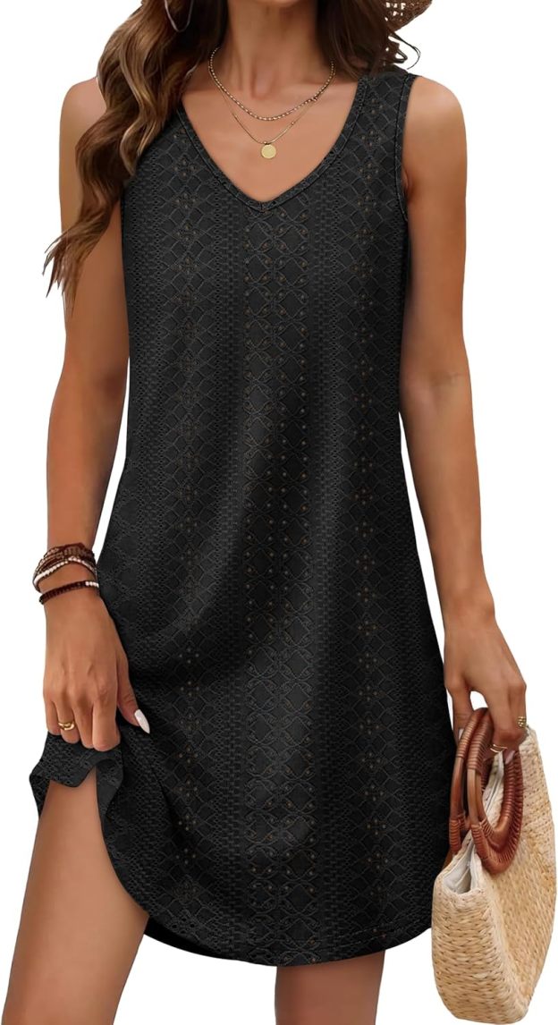 Women’s Flowy Sundress – Sleeveless V-Neck Beach Cover Up