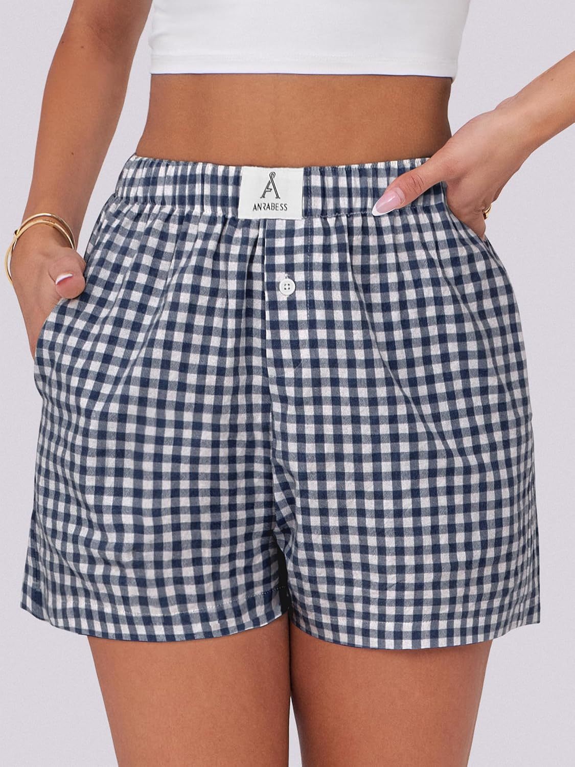 Boxer Shorts for Women Gingham Pajama 2025 Summer Casual Lounge Sleep Plaid Shorts Y2K Beach Bottoms