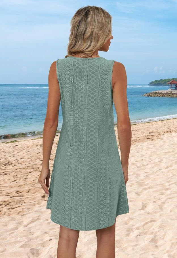 Women’s Flowy Sundress – Sleeveless V-Neck Beach Cover Up