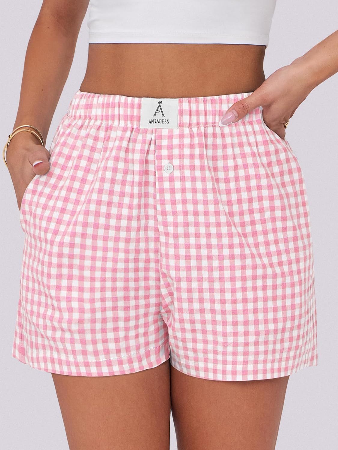 Boxer Shorts for Women Gingham Pajama 2025 Summer Casual Lounge Sleep Plaid Shorts Y2K Beach Bottoms