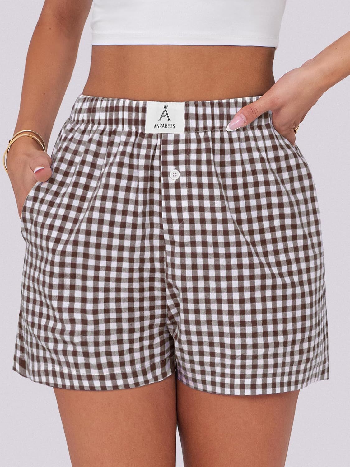 Boxer Shorts for Women Gingham Pajama 2025 Summer Casual Lounge Sleep Plaid Shorts Y2K Beach Bottoms