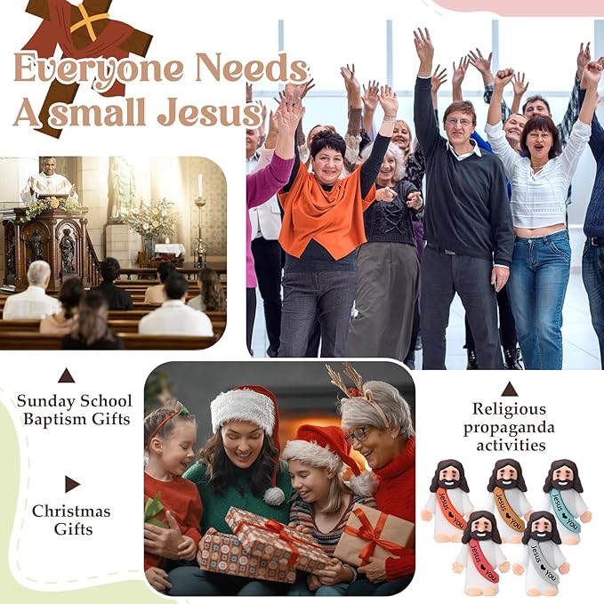 Little Jesus Figures Original Design Jesus Love You Mini Rubber Toys to Hide and Seek Christmas Religious Party Favors Sunday School Baptism Gifts