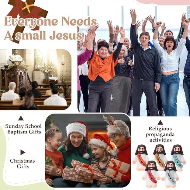 Little Jesus Figures Original Design Jesus Love You Mini Rubber Toys to Hide and Seek Christmas Religious Party Favors Sunday School Baptism Gifts