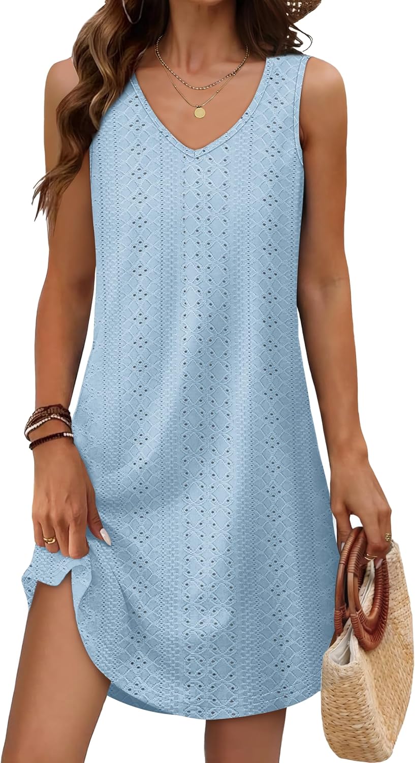 Women’s Flowy Sundress – Sleeveless V-Neck Beach Cover Up