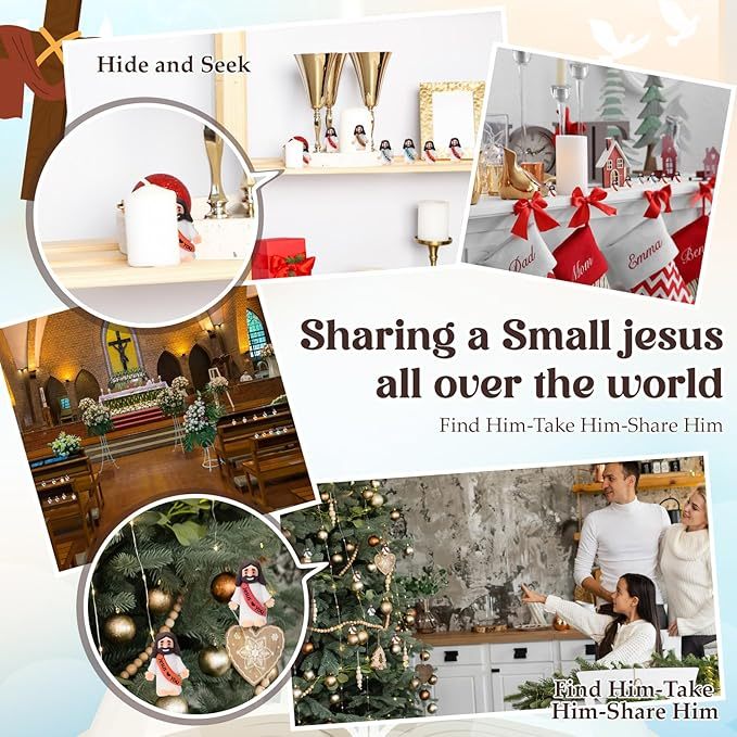 Little Jesus Figures Original Design Jesus Love You Mini Rubber Toys to Hide and Seek Christmas Religious Party Favors Sunday School Baptism Gifts