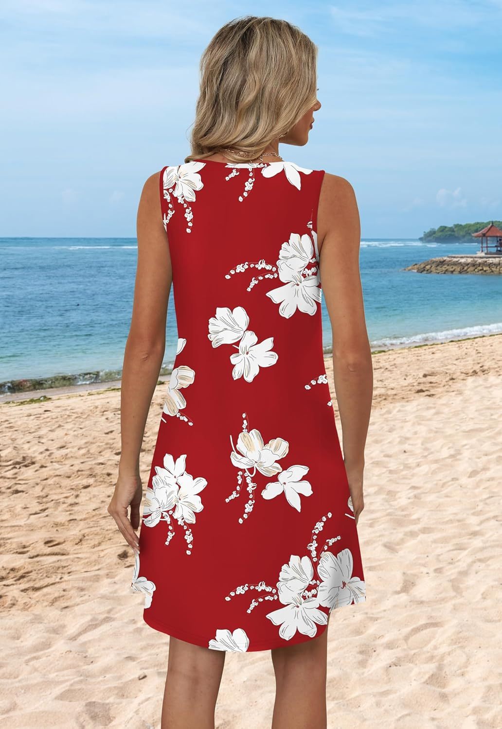 Women’s Flowy Sundress – Sleeveless V-Neck Beach Cover Up