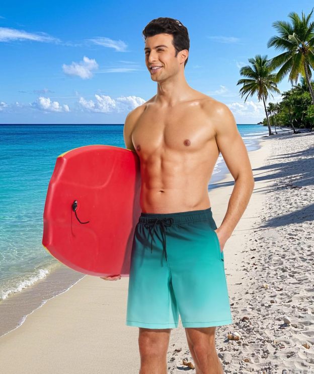 Mens Swim Trunks with Compression Liner Quick Dry Bathing Suit with Zipper Pockets Lightweight Beach Shorts