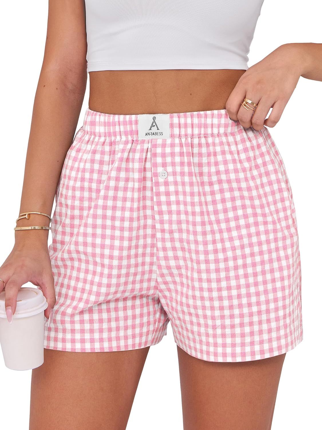 Boxer Shorts for Women Gingham Pajama 2025 Summer Casual Lounge Sleep Plaid Shorts Y2K Beach Bottoms