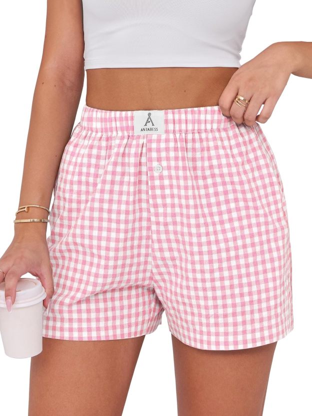 Boxer Shorts for Women Gingham Pajama 2025 Summer Casual Lounge Sleep Plaid Shorts Y2K Beach Bottoms