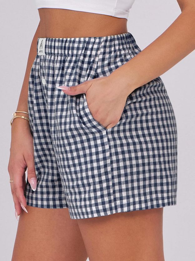 Boxer Shorts for Women Gingham Pajama 2025 Summer Casual Lounge Sleep Plaid Shorts Y2K Beach Bottoms